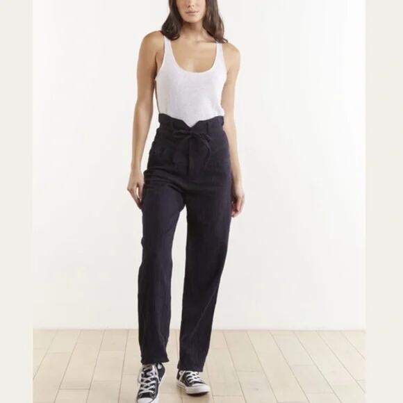 The Odells Womens Size 8 Kerala Pant‎ Crest Navy Blue High Tie Waist - Picture 1 of 9